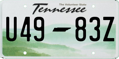 TN license plate U4983Z