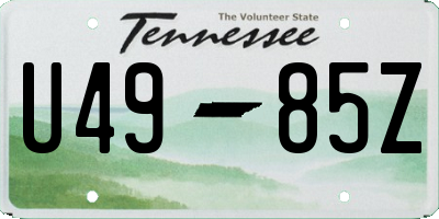 TN license plate U4985Z