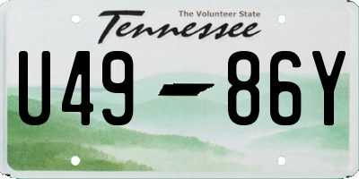 TN license plate U4986Y