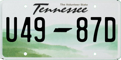 TN license plate U4987D