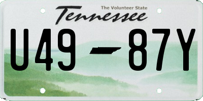 TN license plate U4987Y