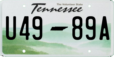 TN license plate U4989A