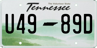 TN license plate U4989D