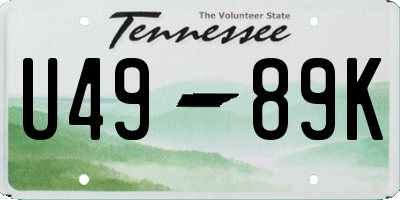 TN license plate U4989K