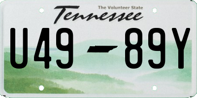 TN license plate U4989Y