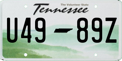 TN license plate U4989Z