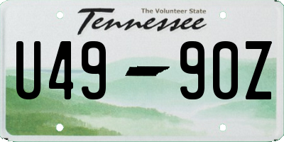 TN license plate U4990Z