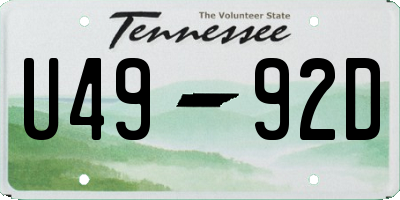 TN license plate U4992D