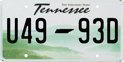 TN license plate U4993D