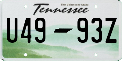 TN license plate U4993Z
