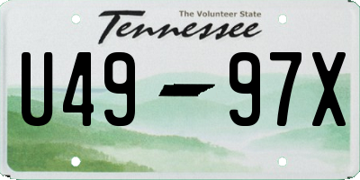 TN license plate U4997X