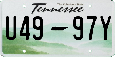 TN license plate U4997Y
