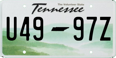 TN license plate U4997Z