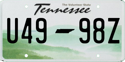 TN license plate U4998Z