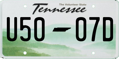 TN license plate U5007D