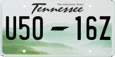 TN license plate U5016Z