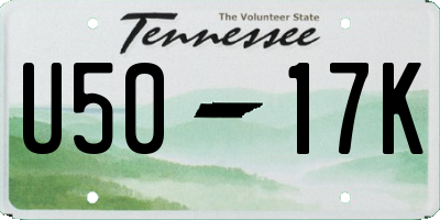 TN license plate U5017K