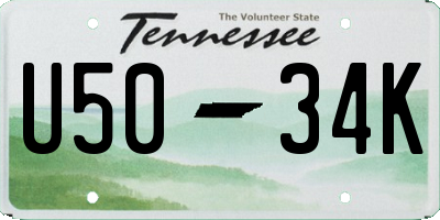 TN license plate U5034K