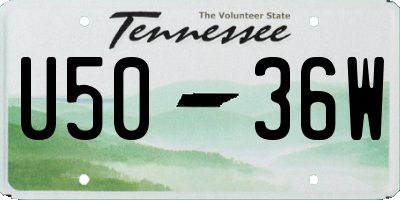 TN license plate U5036W