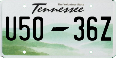TN license plate U5036Z