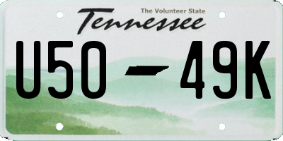 TN license plate U5049K