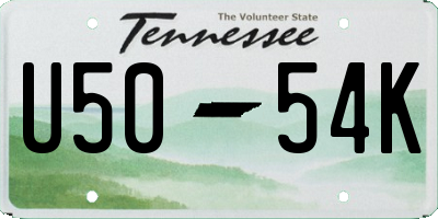 TN license plate U5054K