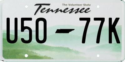 TN license plate U5077K