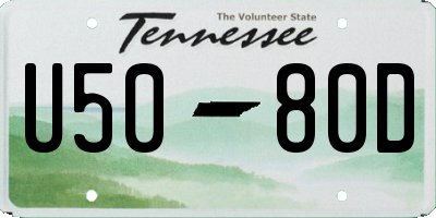 TN license plate U5080D
