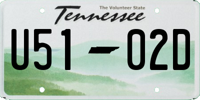 TN license plate U5102D