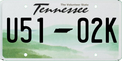 TN license plate U5102K