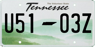 TN license plate U5103Z