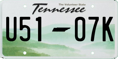 TN license plate U5107K
