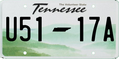 TN license plate U5117A