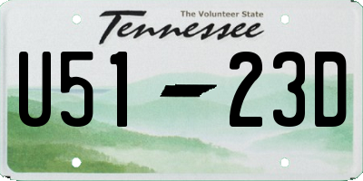 TN license plate U5123D