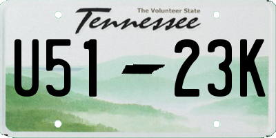 TN license plate U5123K