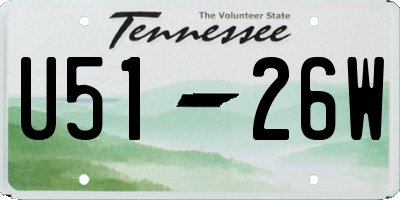 TN license plate U5126W