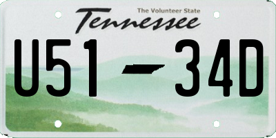 TN license plate U5134D