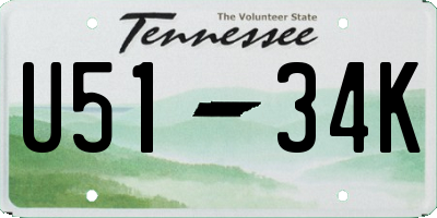 TN license plate U5134K