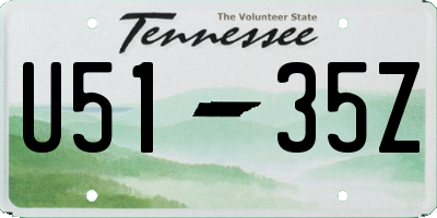 TN license plate U5135Z
