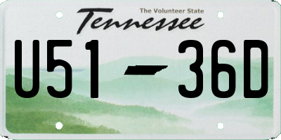 TN license plate U5136D