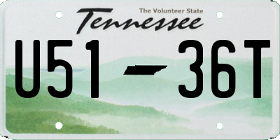 TN license plate U5136T