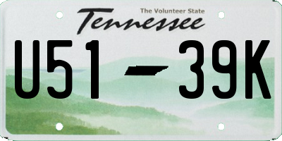 TN license plate U5139K