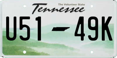 TN license plate U5149K