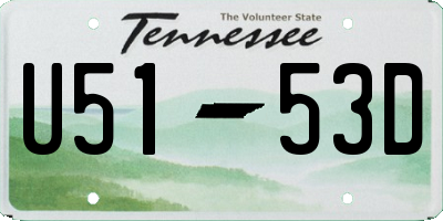 TN license plate U5153D
