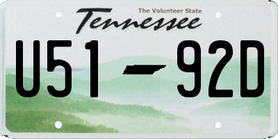 TN license plate U5192D