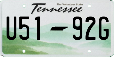 TN license plate U5192G