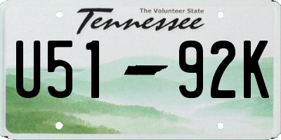 TN license plate U5192K