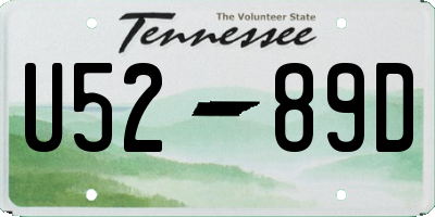 TN license plate U5289D