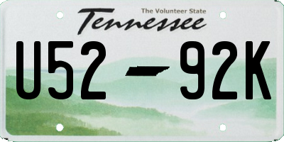 TN license plate U5292K