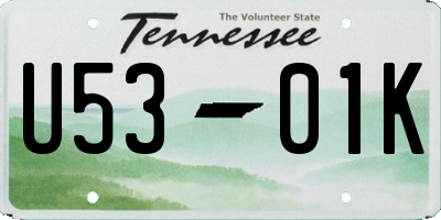 TN license plate U5301K